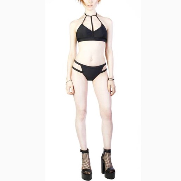 DOLLS KILL Choker Cage Swim Black Bikini Top XL - Picture 8 of 8